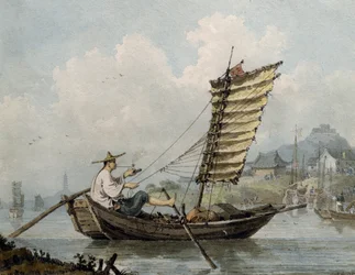 Kinesisk sømand ryger i sit junk, 1795 (wc)